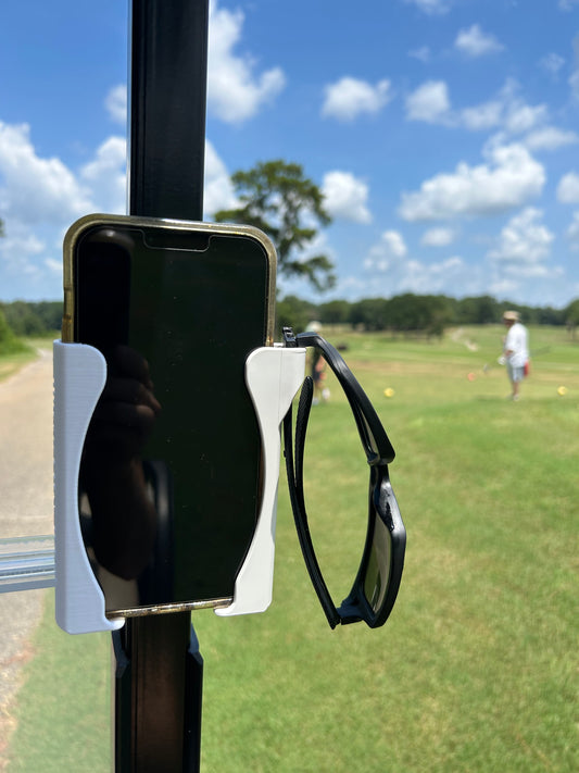 Golf Cart Adjustable Cell Phone Holder (White, Black & Grey)